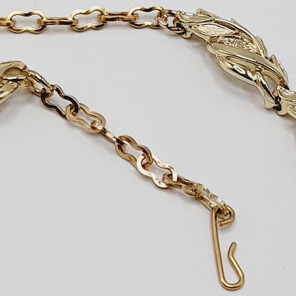 Vintage Gold Plated Leaf Link Choker Necklace 15” 1950s–1960s - Picture 9 of 13